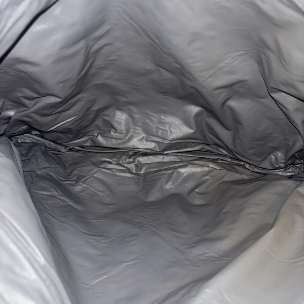 Vintage 1980s Sasson Large Capacity Travel Bag Gray Nylon Brown‎ Leather Piping